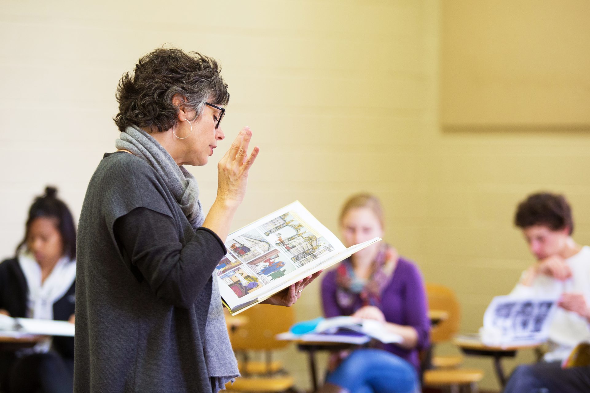 Students in french degree class with Prof Schram French Education Major