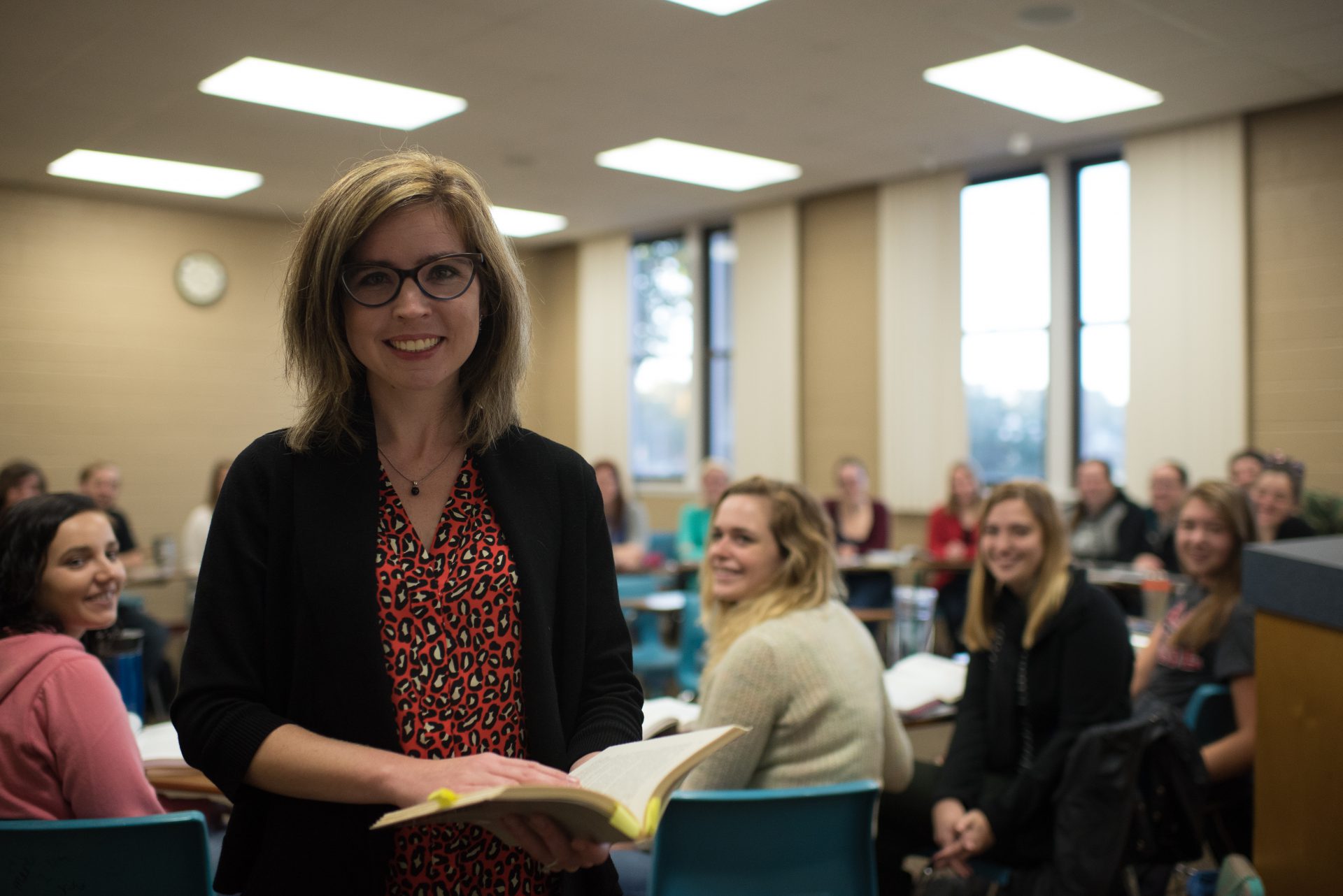 Professor and students in Communication Major Class