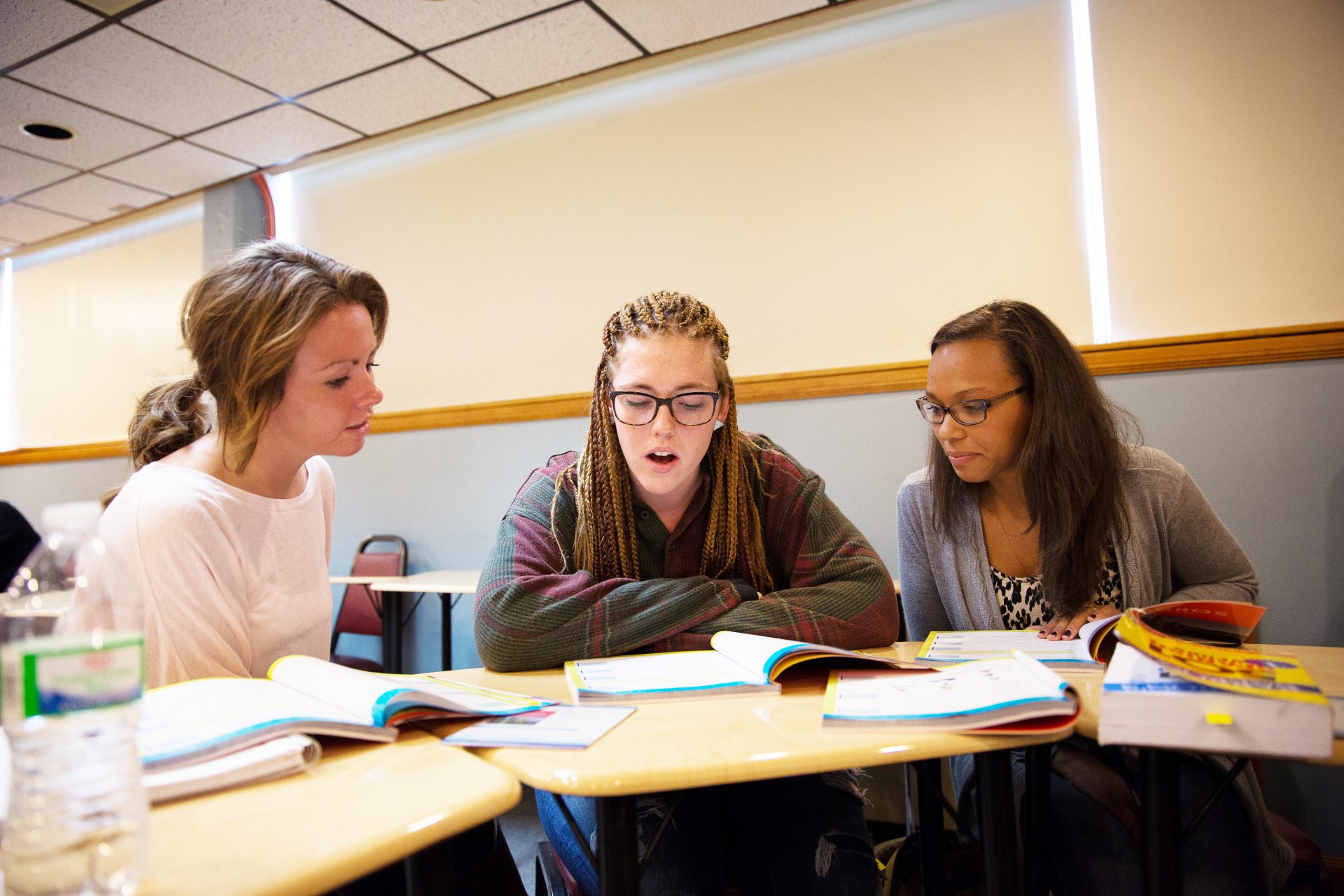 Students working together in class