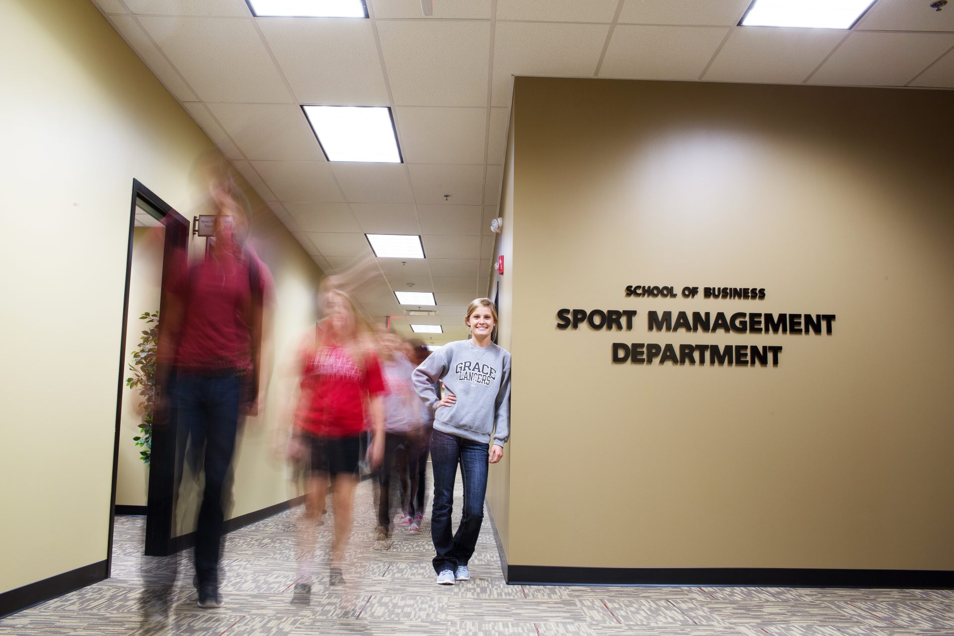 Students walking in hallway