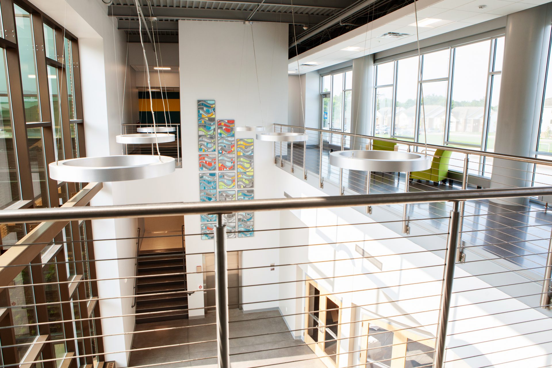 Science center third floor overlooking the railings