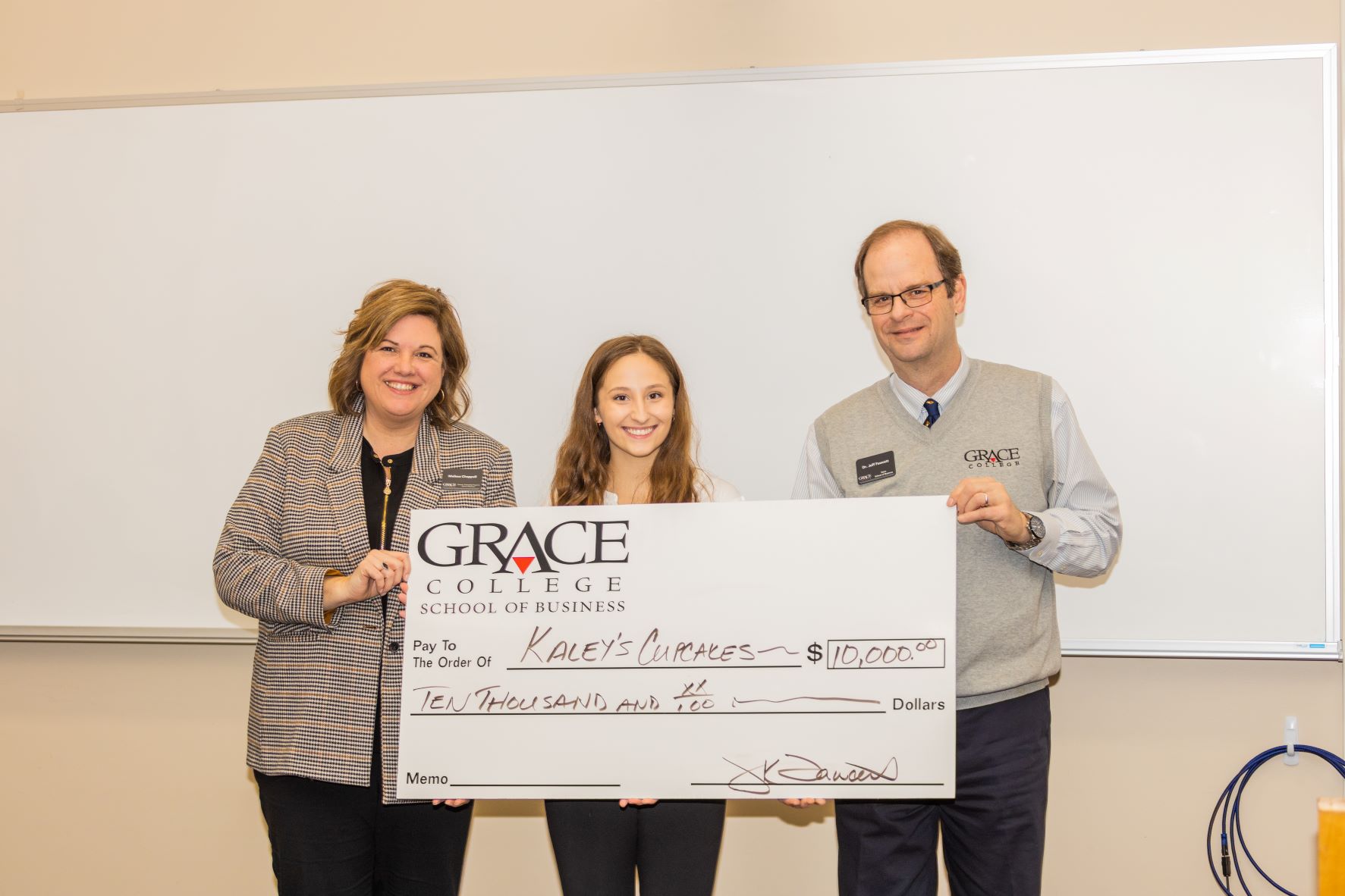 Grace College entrepreneurship major Kaley Dawson was awarded $10,000 for her business, at the tenth-annual Business Plan Competition