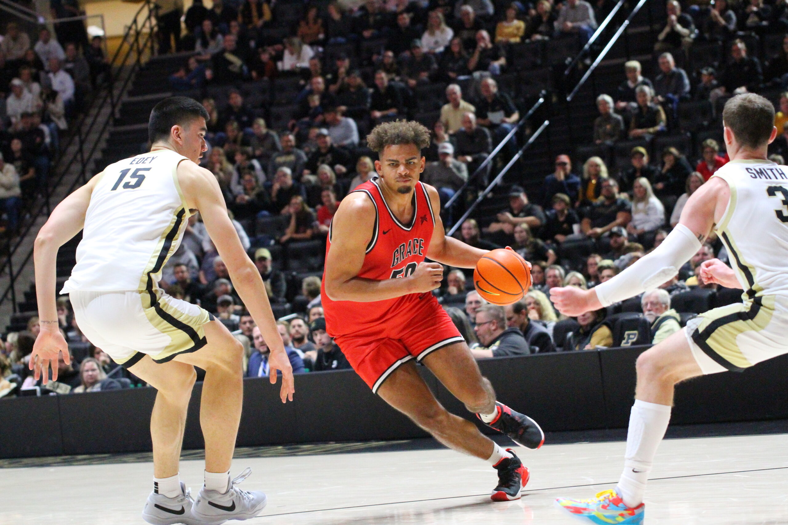 The Lancers clashed with NCAA powerhouse No. 3 Purdue in an exhibition game at Mackey Arena. The Boilermakers came away with the 98-51 victory.