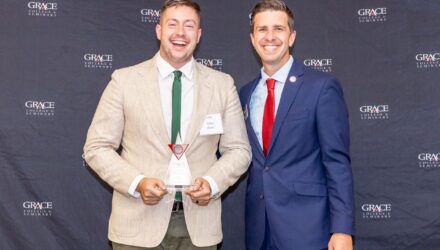 Grace College Alumni Award Winner with President Drew Flamm